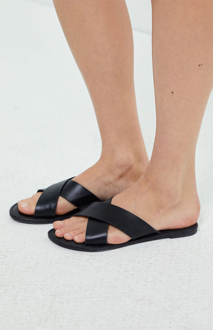 criss cross slide slippers