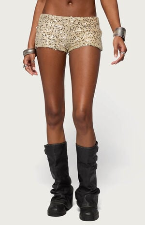 Annael Sequin Knit Micro Shorts image number 1