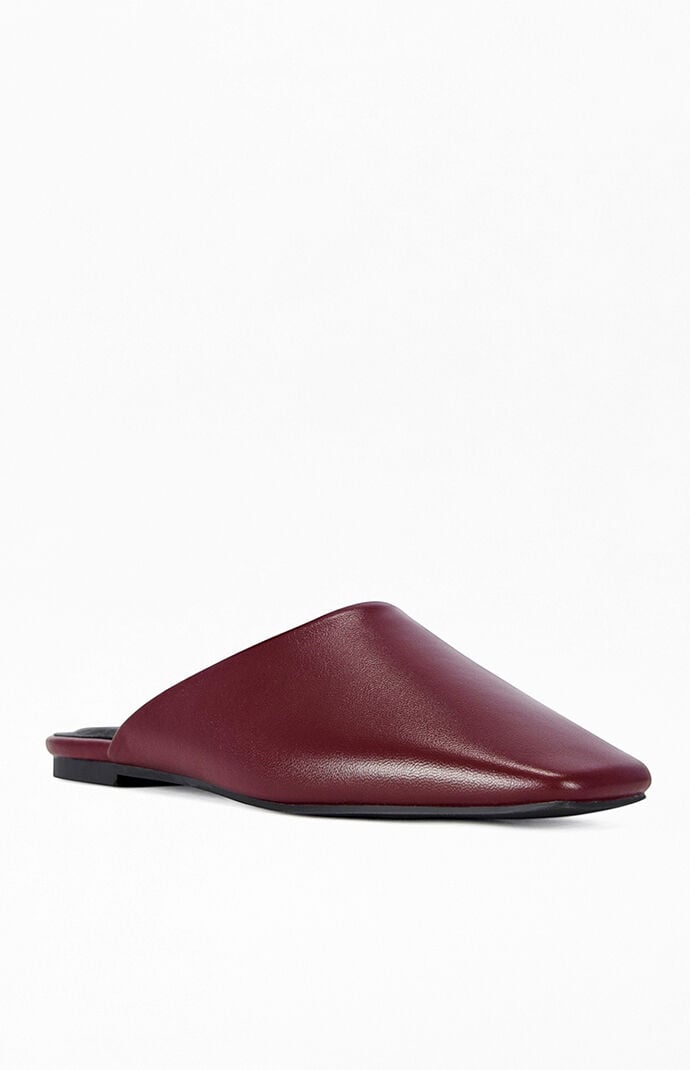 AZALEA WANG Women's Raphael Burgundy Leather Flats