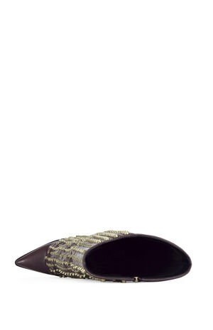 Agustue Burgundy Studded Faux Leather Knee High Boots image number 4