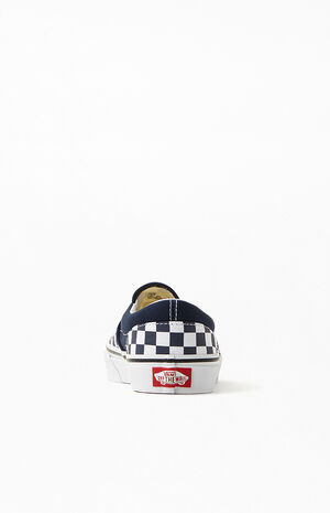 Kids Navy & White Checker Classic Slip-On Shoes image number 3