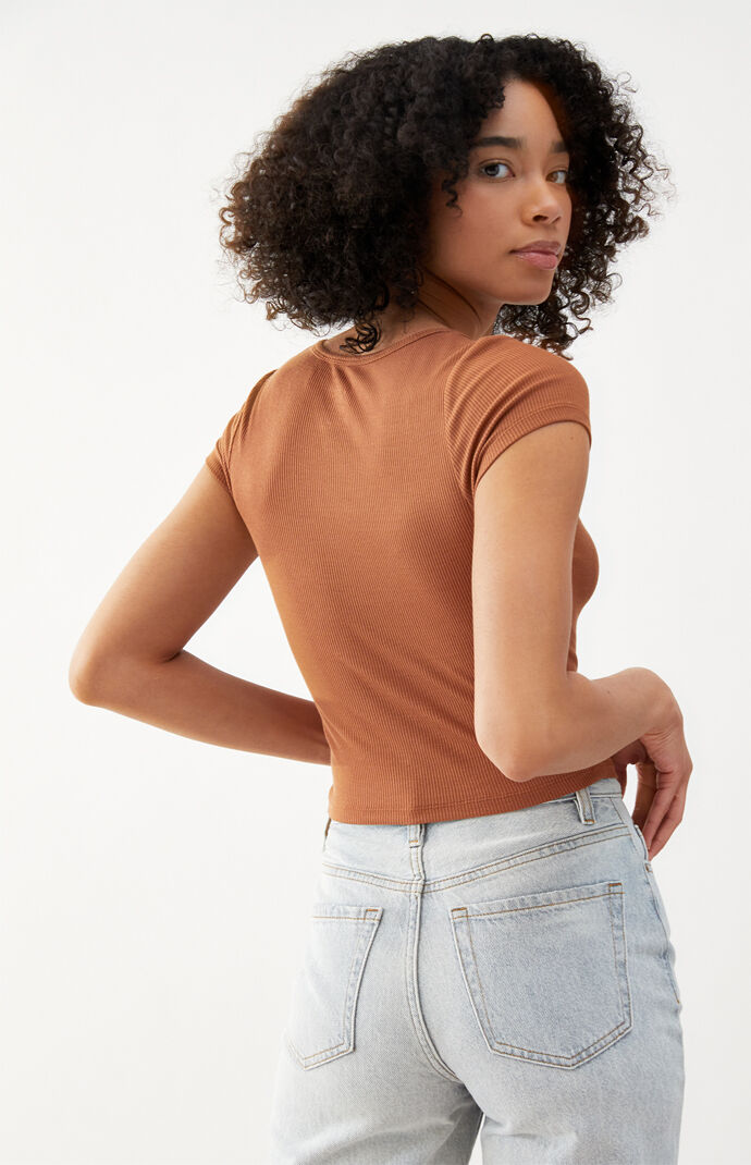 Jade Ribbed Scoop T-Shirt
