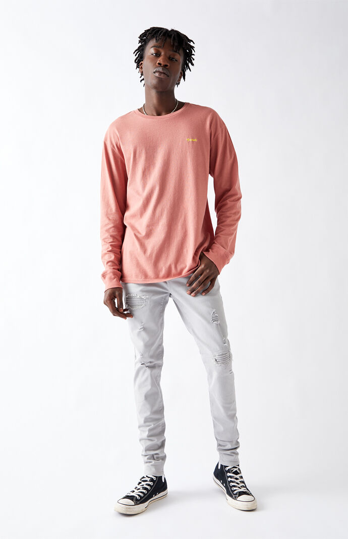 Light Gray Rip & Repair Stacked Skinny Jeans