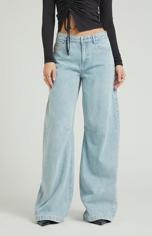 Light Indigo Baggy Barrel Jeans image number 1