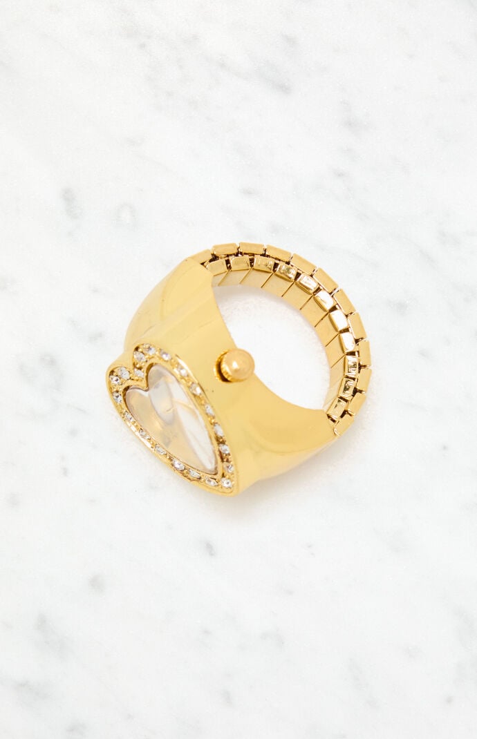 Gold Heart Watch Ring