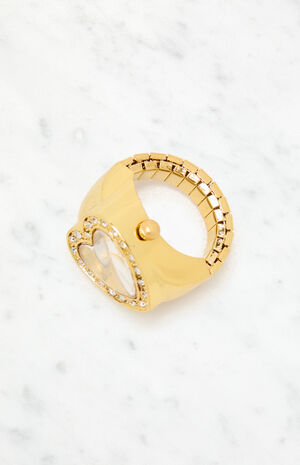 Gold Heart Watch Ring image number 2