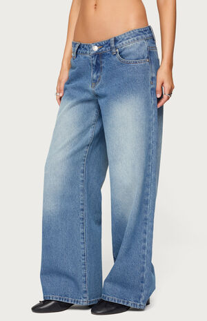Petite Magda Low Rise Acid Wash Jeans image number 2
