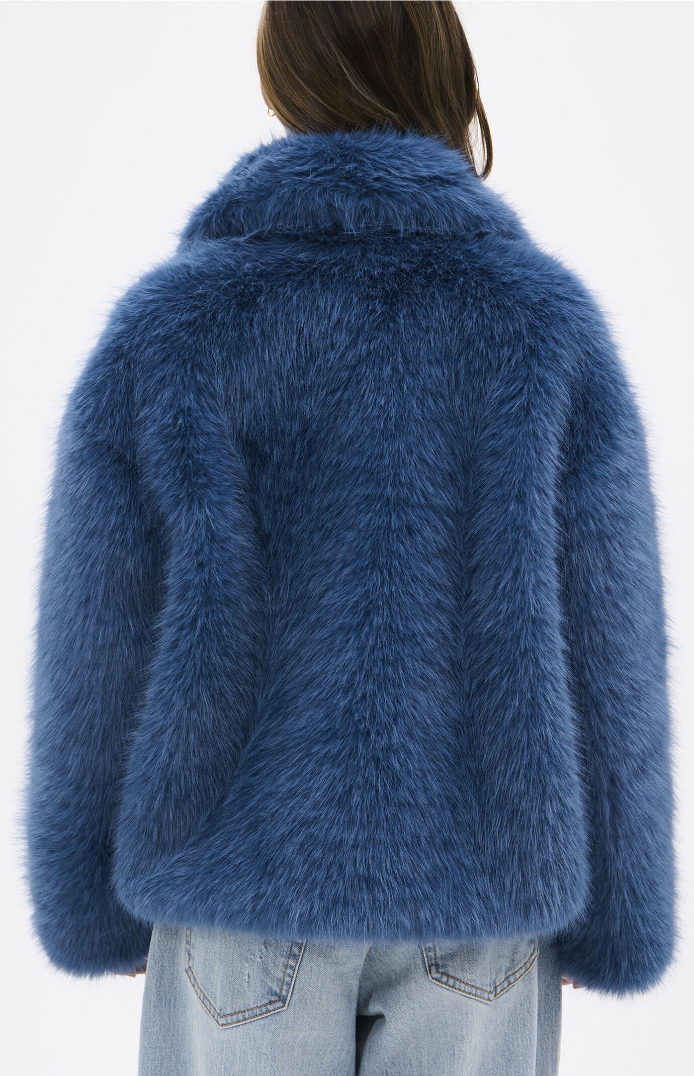 AZALEA WANG Regina Sky Blue Faux Fur Coat