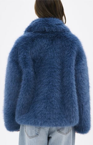 Regina Sky Blue Faux Fur Coat image number 3