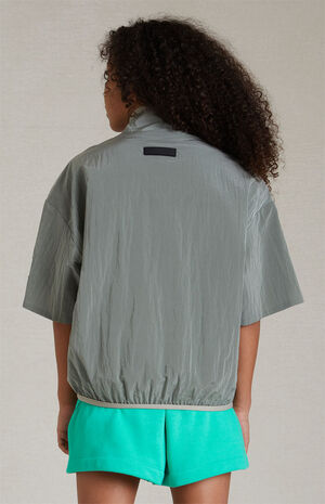 Essentials Seal Crinkle Nylon Half Zip Mock Neck Shirt image number 4