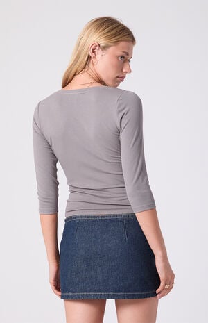 Piper Stretch Dark Blue Jean Micro Mini Skort image number 4