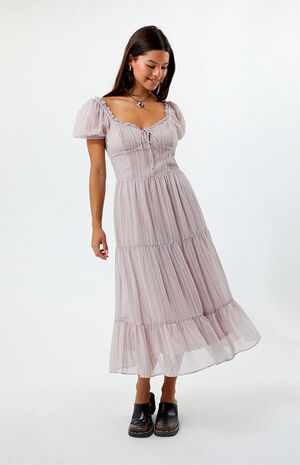 Short Sleeve Tiered Midi Dress image number 1