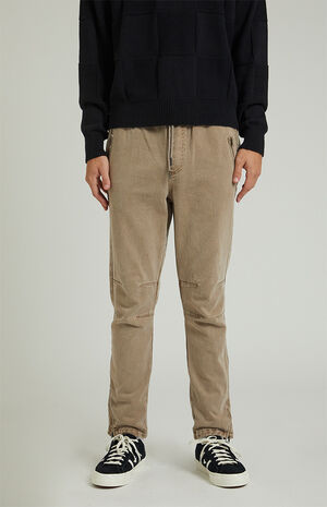 Brown Zipper Slim Cargo Pants image number 3