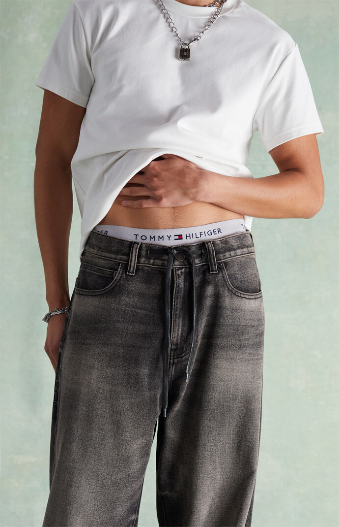 RARE DNM EDIT Tinted Black Washed Drawstring Extreme Baggy Jeans