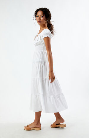 Puff Sleeve Smocked Midi Dress image number 3