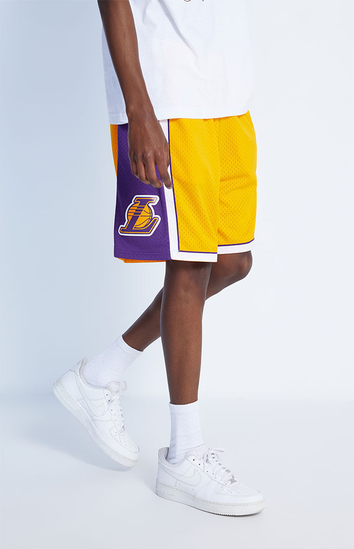 Mitchell and Ness Lakers Swingman Basketball Shorts at PacSun.com
