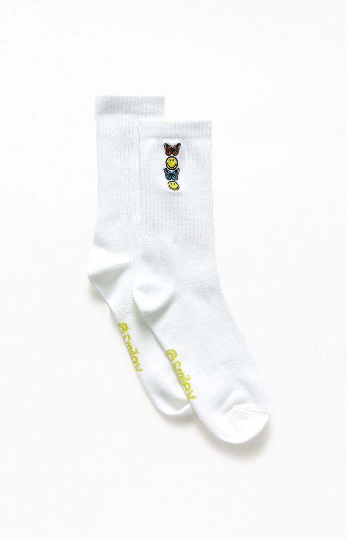 Smiley Butterfly Crew Socks