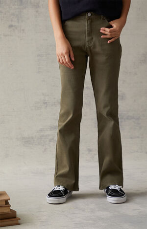 Green Stretch Flare Jeans image number 3
