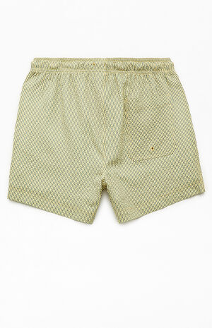 Green Striped Seersucker 4.5" Swim Trunks image number 2