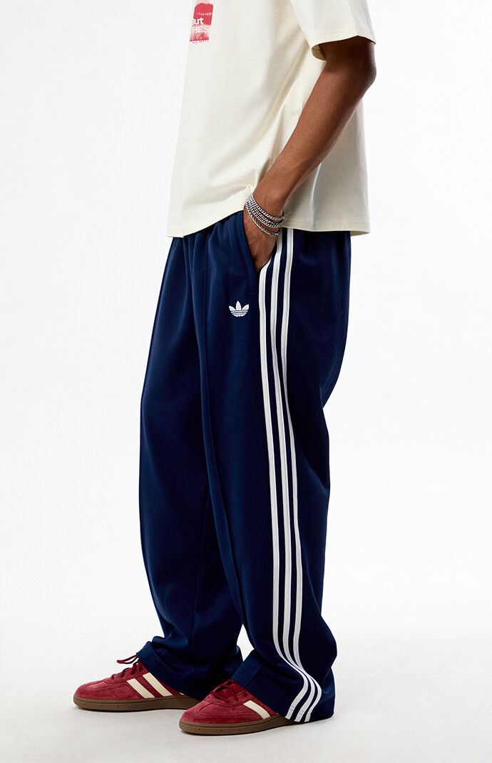adidas Navy Baggy Three Stripe Track Pants | Pacsun