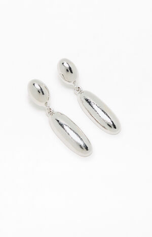 Silver Teardrop Metal Earrings image number 3