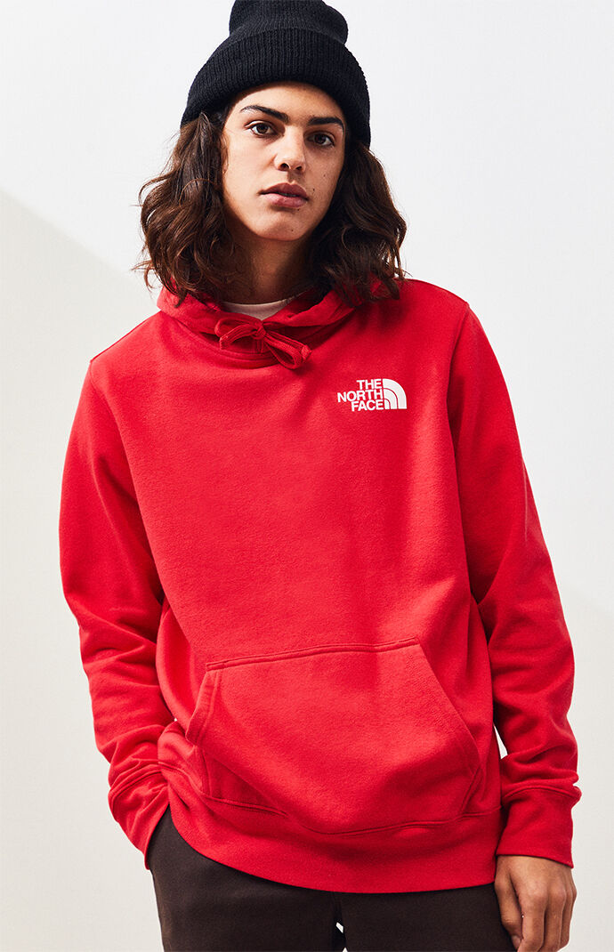 north face red and black hoodie