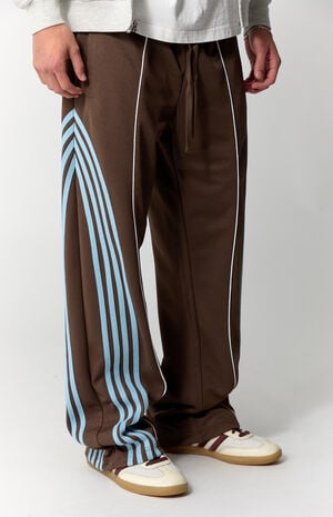 Brown Baggy Side Stripe Track Pants image number 5