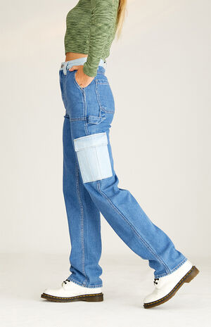 Colorblock Boyfriend Cargo Carpenter Pants image number 3