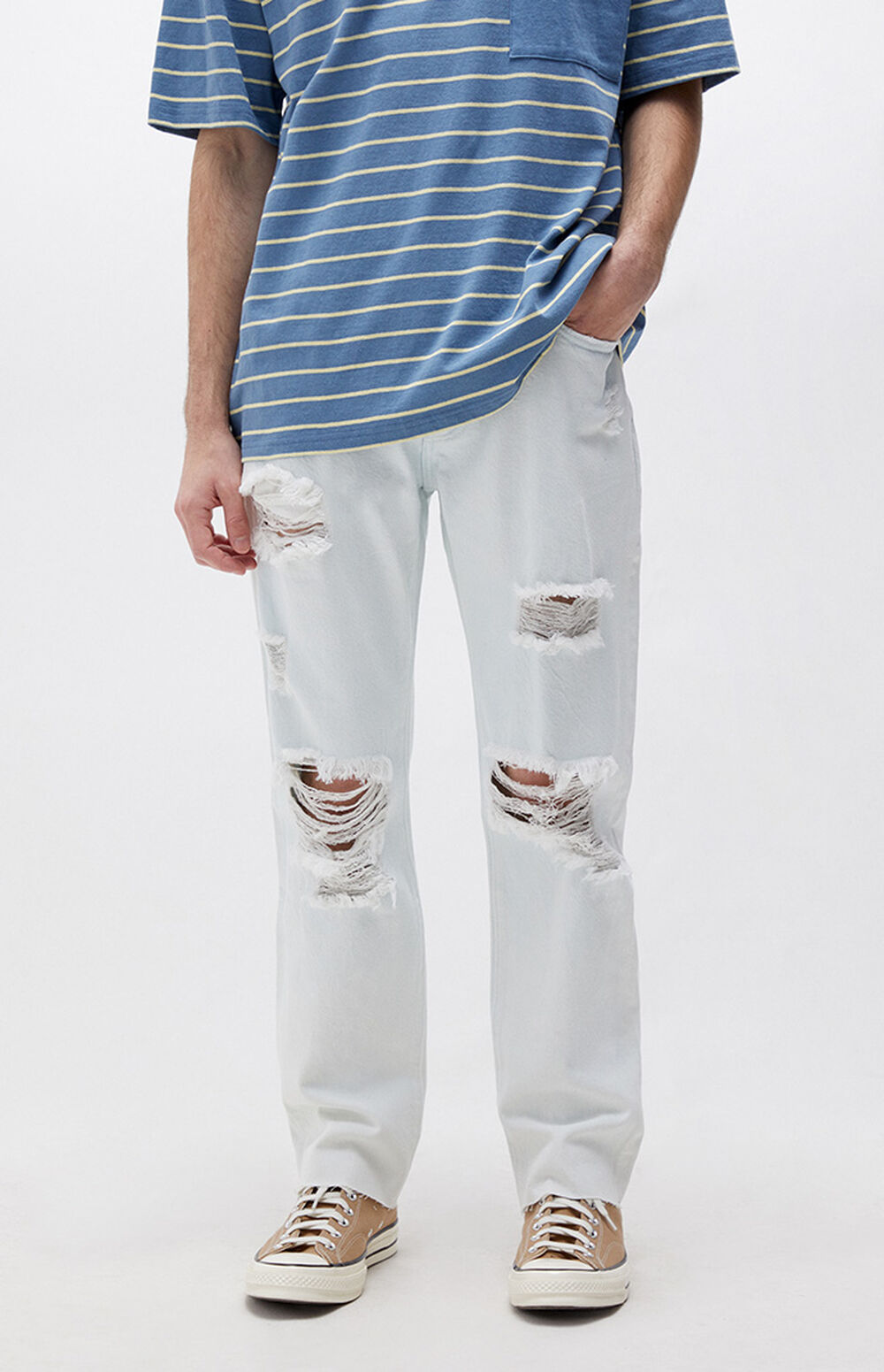 PacSun Eco Bleach Ripped Straight Jeans PacSun
