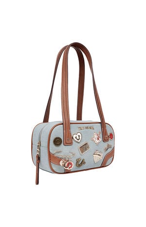 Arbor Multi Pin Logo Denim Satchel Bag image number 2