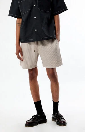 Heather Gray Waffle Knit Shorts image number 2