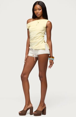 Ruched Asymmetric Off The Shoulder Top image number 4