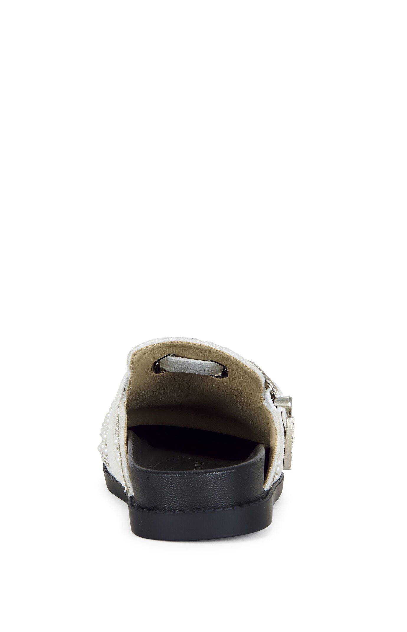 AZALEA WANG Virgile White Pearl Rhinestone Clogs