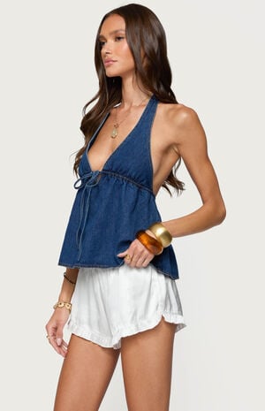Safia Denim Halter Top image number 2