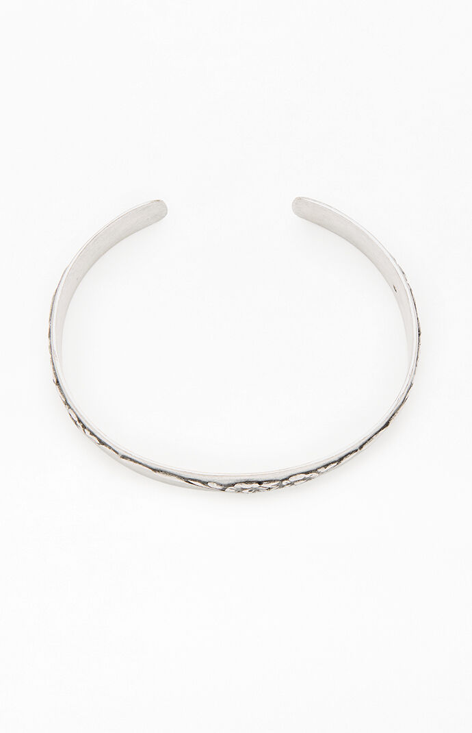 John Galt Silver Floral Cuff Bracelet