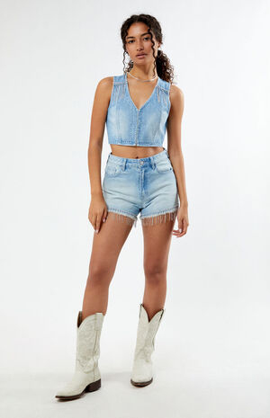 Light Indigo V-Neck Denim Vest image number 3