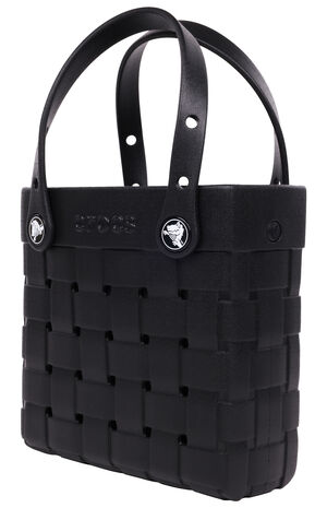 Black Small Woven Crocssbody Tote Bag image number 3