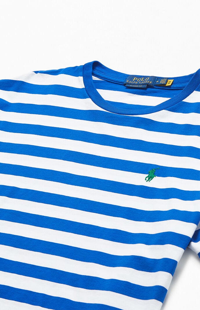 Blue & White Striped Animated T-Shirt