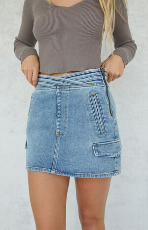 Light Blue Cargo Skate Mini Skirt image number 1