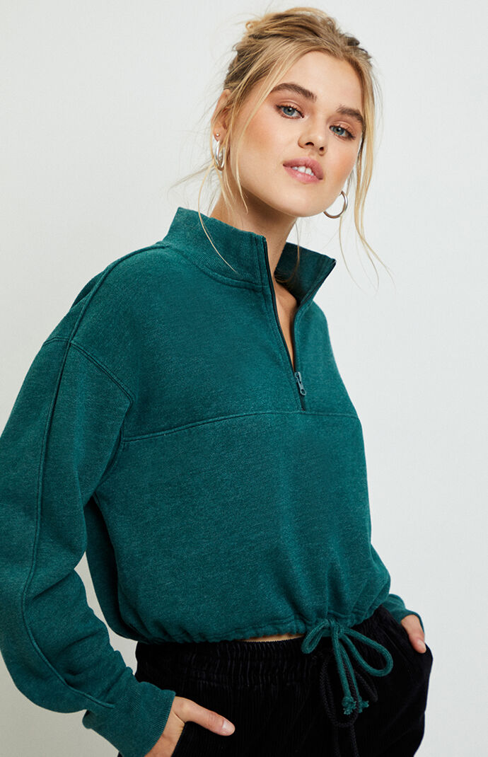 la hearts half zip cropped sweatshirt