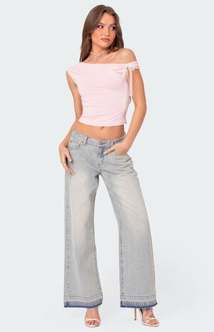 Edikted Lace Bow Asymmetric Top | PacSun