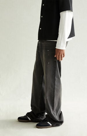 Blake Extreme Baggy Jeans Paint Splatter Faded Black image number 3