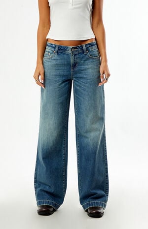 Casey Low Rise Baggy Jeans Pocket Studs Medium Blue image number 2