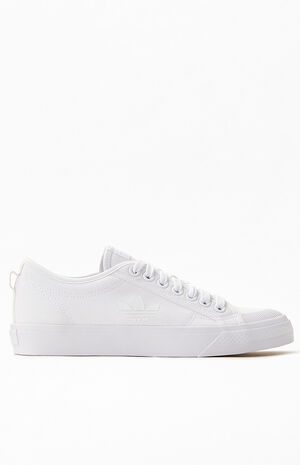Women's White Nizza Trefoil Sneakers image number 2