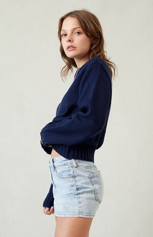 Bella Stretch Light Indigo Mid Rise Denim Mini Skirt image number 3