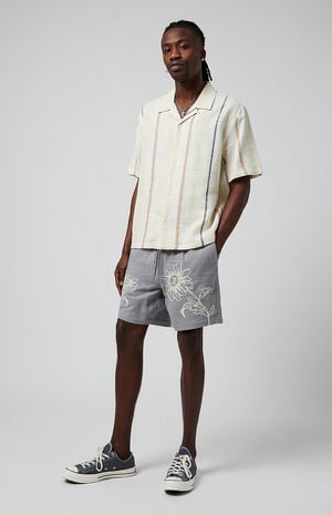 Gray Floral Russel Volley Shorts Gray Floral Russel Volley Shorts image number 5