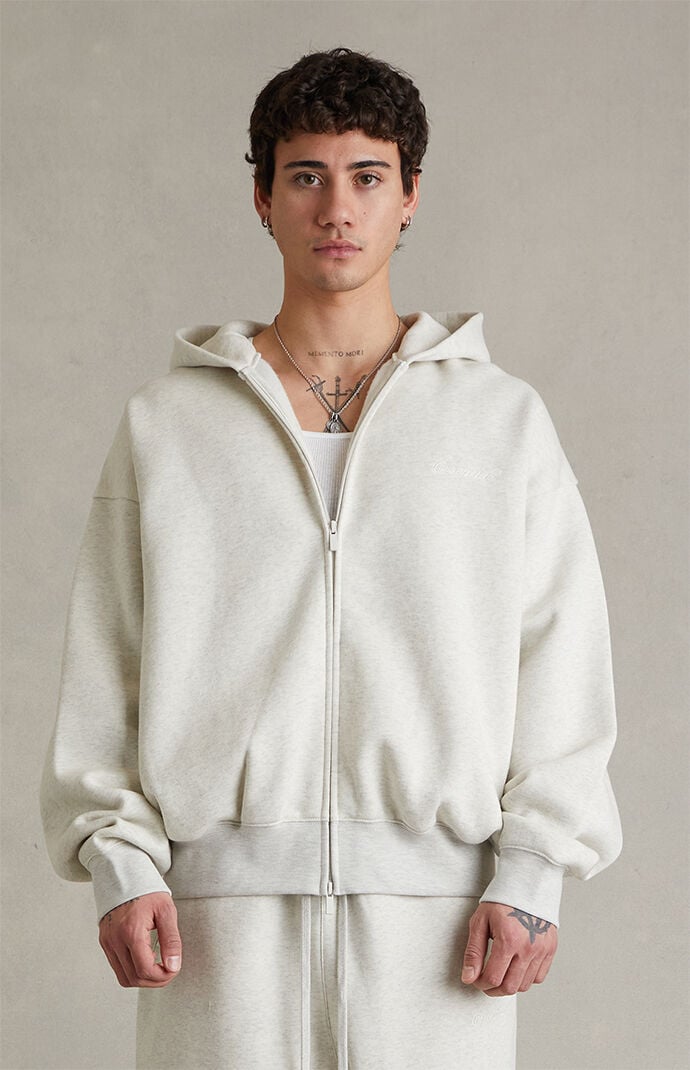essentials ニットパーカホワイト Fear of God ESSENTIALS Oatmeal Heather Signature Classic Full Zip