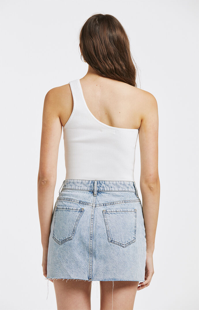 One Shoulder Ribbed Tank Top