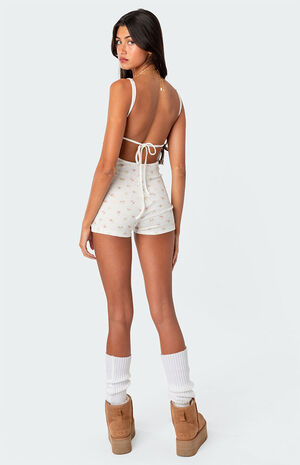 Ditsy Open Back Tie Romper image number 5