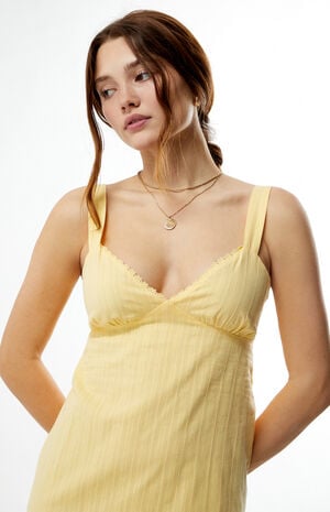 Linen V-Neck Lace Trim Mini Dress image number 3